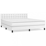 Cumpara ieftin Pat box spring cu saltea, alb, 180x200 cm, piele ecologica
