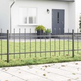 Gard de grădină cu v&acirc;rf tip suliță, gri, 3,4x0,6 m, oțel