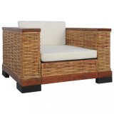 Fotoliu Ratan Natural Maro vidaXL, Cadru Lemn, Perne Incluse, 94x78x66 cm - Confortabil si Durabil