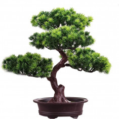 Planta Artificiala Bonsai In Ghiveci Cu Frunze Verzi, 29 cm