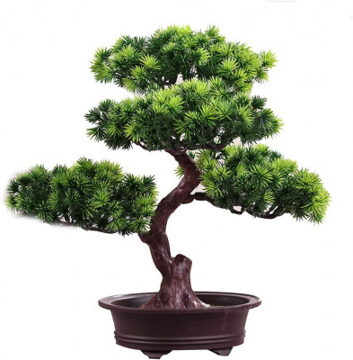 Planta Artificiala Bonsai In Ghiveci Cu Frunze Verzi, 29 cm foto