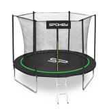 Cumpara ieftin Trambulina Gradina DHS Fitness Jumper 244 cm, Negru-Verde, Plasa Siguranta, Scara, Sarcina Max 100kg