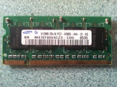 Memorie laptop 512MB PC2-4200S DDR2 Memory M470T6554CZ3-CD5 foto