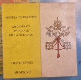 Vatican 500 Lire, Argint, in Folder, 1997 KM#279, John Paul II (World Youth Day)