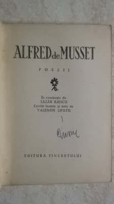 Alfred de Musset - Poezii. Colectia &amp;quot;Cele mai frumoase poezii&amp;quot; foto