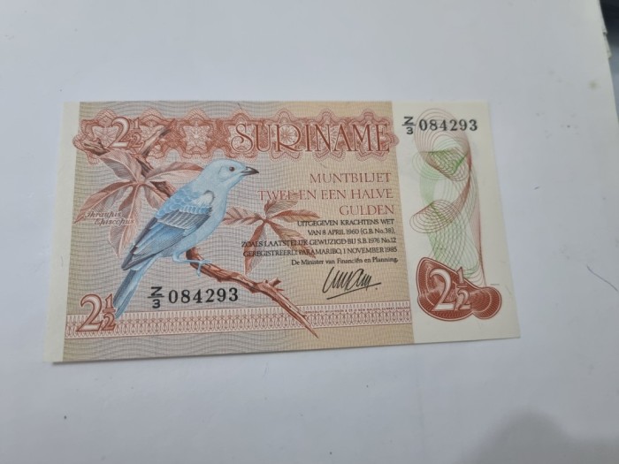 bancnota suriname 2 1/2 g 1985