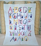 Peretar Vintage din bumbac cu cusatura manuala, pentru camera de copii- Litere ale alfabetului