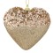 Ornament Brad Crăciun Inimă, Spumă, Paiete și Mărgele, Glitter, 11cm, Bej