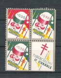 USA, Cinderella 1936 Christmas x 4, MNH, imperf. right+bottom L.096