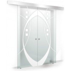 Usa culisanta Boss &reg; Duo model Shine alb, 60+60x215 cm, sticla mata securizata, glisanta in ambele directii