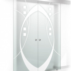 Usa culisanta Boss ® Duo model Shine alb, 60+60x215 cm, sticla mata securizata, glisanta in ambele directii