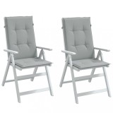 VidaXL Perne scaun cu spătar &icirc;nalt 2 buc. melanj gri 120x50x4cm textil