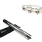 Set baston telescopic din otel, argintiu, 64 cm si box craniu negru