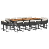 Cumpara ieftin Set mobilier de gradina cu perne, 15 piese, negru, poliratan