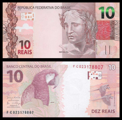 BRAZILIA █ bancnota █ 10 Reais █ 2010 (2017) █ P-254c █ UNC █ necirculata foto