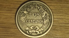 Peru - moneda colectie foarte veche si greu de gasit - 2 centavos 1863 - stare f buna !