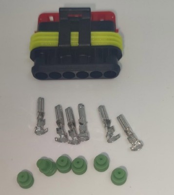 Set conector cablu Superseal 1.5 mama mufa 6 pin 6 pini inclusi + 6 garnituri incluse IP67 TE Connectivity 282090-1-SET-F foto