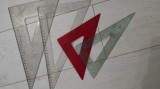 Anii 70 - 80 Lot 4 echere diferite dimensiuni, culori comunism pionier geometrie