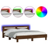 Cumpara ieftin Cadru de pat cu tablie si LED, stejar maro, 160x200 cm