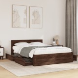 VidaXL Cadru de pat cu tăblie, stejar maro, 140x200cm, lemn prelucrat