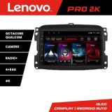 Navigatie Fiat 500 2015-2021 Lenovo Kit-500new 8 core QLED 2K 4+64 360 Android Waze USB Navigatie Internet Youtube Radio CarStore Technology