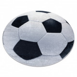 BAMBINO 2139 cerc covor lavabil - Fotbal pentru copii anti-alunecare - negru / alb, cerc 160 cm