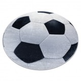 BAMBINO 2139 cerc covor lavabil - Fotbal pentru copii anti-alunecare - negru / alb, cerc 120 cm