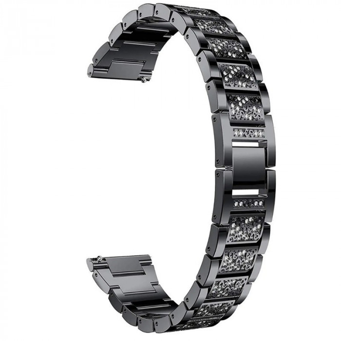 Curea otel, compatibila Samsung Galaxy Watch 42mm, telescoape Quick Release, Black Diamond