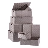 Cumpara ieftin Set 7 cutii cu capac depozitare polietilena maro 23 x 16 x 9,5, 37 x 27,5 x 12, 40 x 30 x 14, 43 x 34,5 x 15,5, 47 x 38 x 17,5, 50 x 40,5 x 19,5 cm