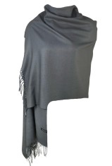 Fular tip sal, cu doua fete uni, Dacali, gri antichizat, 185X75 cm