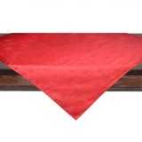 Față de masă Decorativă, Crăciun, Roșie, 120x120cm, Broderie Fulgi Roșii