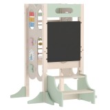 AIYAPLAY Turn Montessori 6 &icirc;n 1 pentru copii, scăunel ajutător de bucătărie cu tablă, 2-6 ani, verde | Aosom Romania