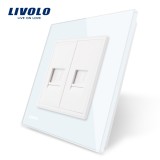 Cumpara ieftin Priza dubla Telefon Livolo cu rama din sticla