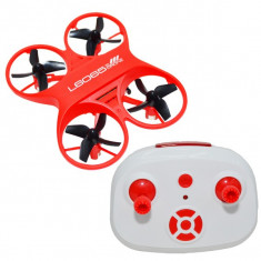 Mini drona de jucarie cu radiocomanda rosie, 9,5x5,5x2,5 cm foto
