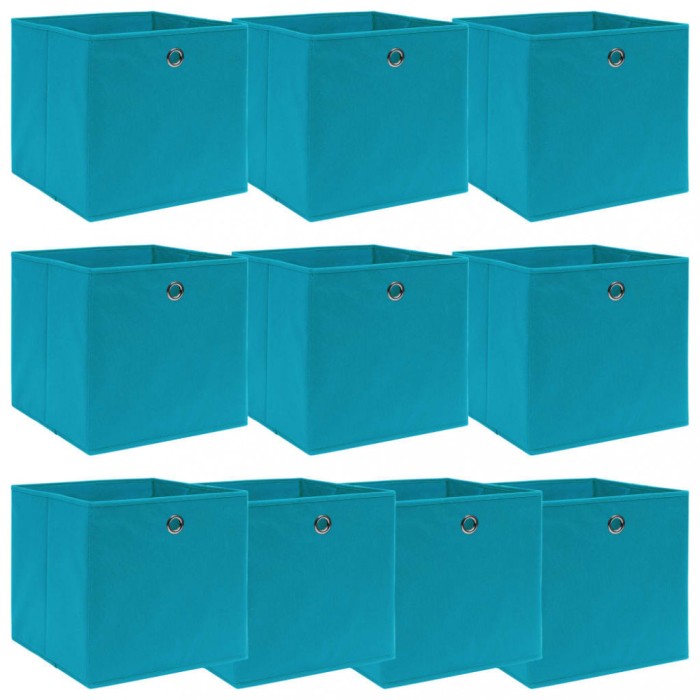 vidaXL Cutii de depozitare, 10 buc., bleu, 32x32x32 cm, textil 288375