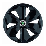 Set 4 Capace Roti Roco Negru R16, pentru Skoda