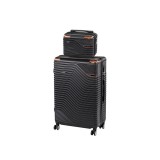 Set 2 Valize Roti Leziter TraveLux Urban V ABS Negru 76cm 100L cu Trusa Toaleta - 4 Roti Duble 360, Cod Numeric