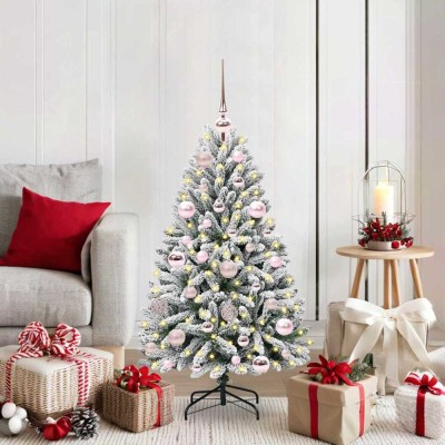 vidaXL Brad de Crăciun artificial Verde și alb 120 cm PVC și Metal 3395732 foto