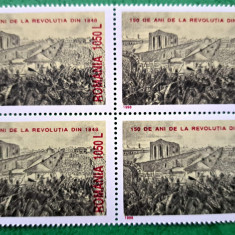 TIMBRE ROMANIA MNH LP1462/1998 150ani de la revoluția 1848 -Bloc de 4 timbre