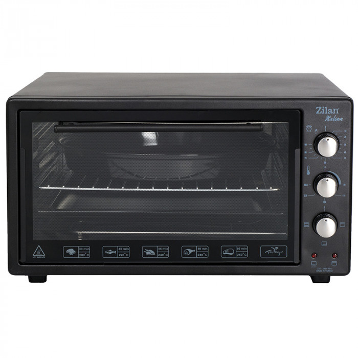 Cuptor electric Zilan, 45 L, 1300 W, timer, grill, tava coacere, tava pizza incluse