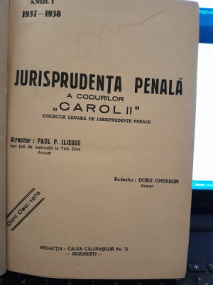 JURISTPRUDENTA PENALA A CODURILOR CAROL II 1937-1938 foto