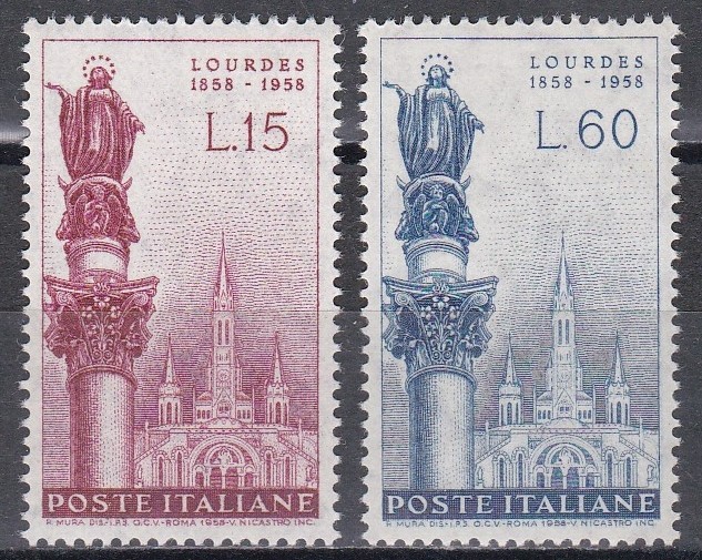 Italia 1958 - 100 de ani de la Apariția Fecioarei Maria la Lourdes, MNH