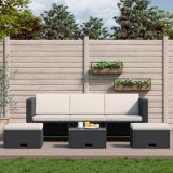 VidaXL Set mobilier de grădină cu perne, 4 piese, negru, poliratan