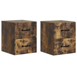 vidaXL Dulap de noapte suspendat 2 pcs Stejar fumuriu Lemn prelucrat 898646