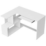 HOMCOM Birou pe Colț Modern cu Tavă Glisantă pentru Tastatură și Rafturi cu 4 Nivele, Alb | Aosom Romania