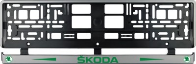 Set 2 bucati, suport numar inmatriculare argintiu Skoda II foto