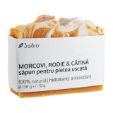 Săpun natural pentru pielea uscată cu morcovi, rodie și cătina, 130 g, Sabio