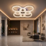 Lustra LED RONDA Regalis 141W cu telecomanda, 8 cercuri, dimabila, alb