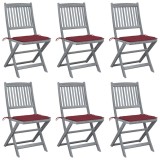 vidaXL Scaune pliante de exterior cu perne 6 buc. lemn masiv de acacia 3065443