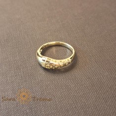 Inel design mixt filigran ghiul delicat placat 14k - latime 5 mm